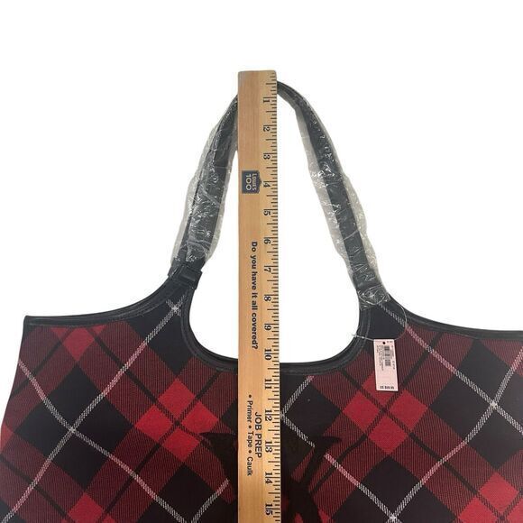 Victoria's Secret Plaid Tote Bag NWT Sherpa VS Logo, Weekender, red black tartan - Picture 5 of 12